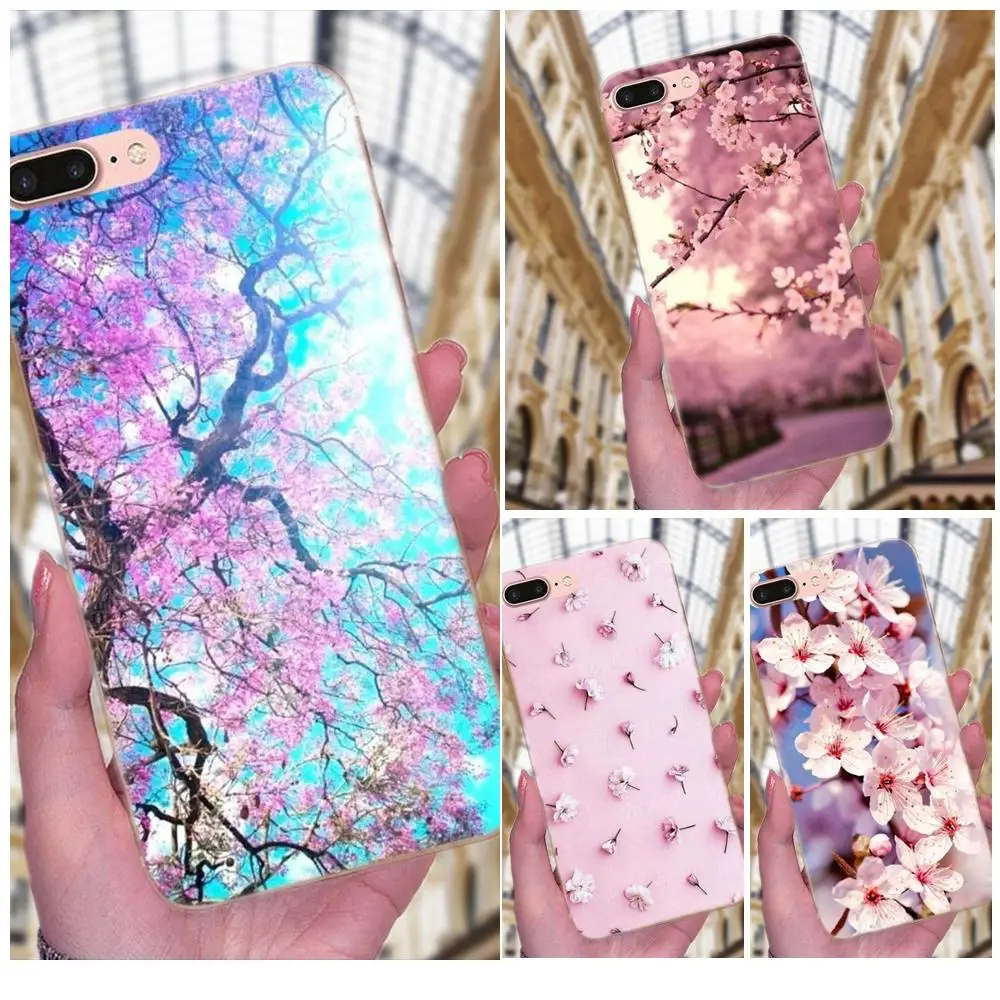 Новое поступление мягкий японский розовый цвет вишни для Samsung Galaxy Note 5 8 9 S3 S4 S5 S6 S7 S8