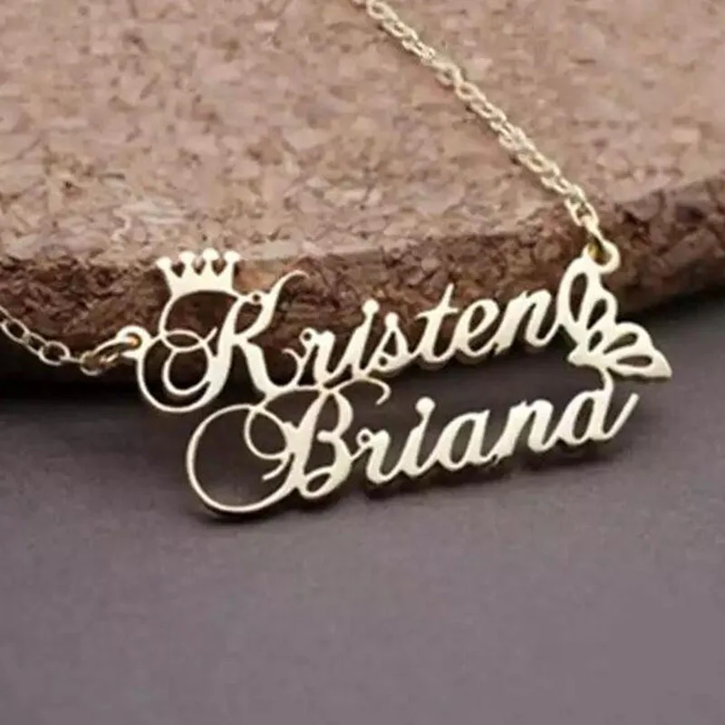 Женское Ожерелье на заказ с двумя именами и бабочкой Bijoux Femme персонализированное