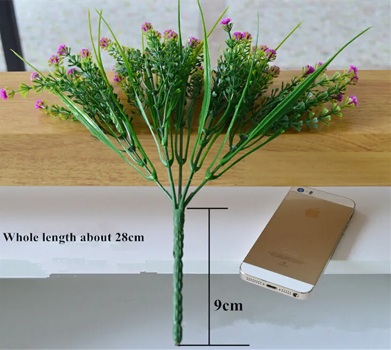 Небольшой искусственный зеленый растения Трава поддельные Цветочные Пластик