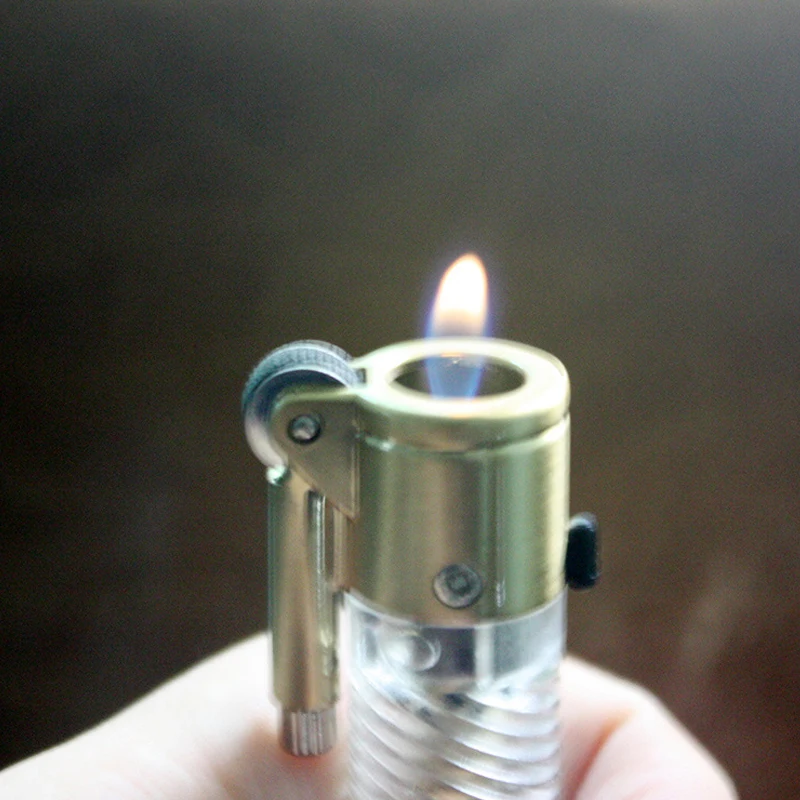Ветрозащитный Газовой Зажигалки винт Прозрачный Многоразового Бутан Jet Flame Факел