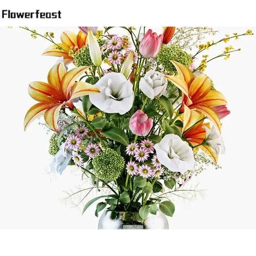 Алмазная Картина Вышивка крестом Лилия Хризантема Смола искусственная