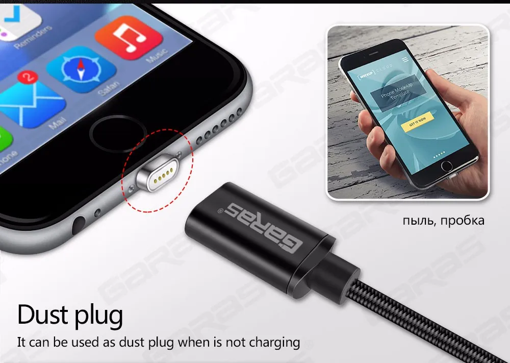 GARAS Магнитный кабель для iphone Micro Тип usb C 3in1 мобильного телефона Магнит кабель быстрой зарядки Магнитная Micro USB Кабель-адаптер