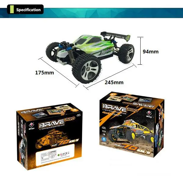 RCtown WLtoys A959-B 1/18 4WD багги внедорожника RC автомобиль 70 км/ч