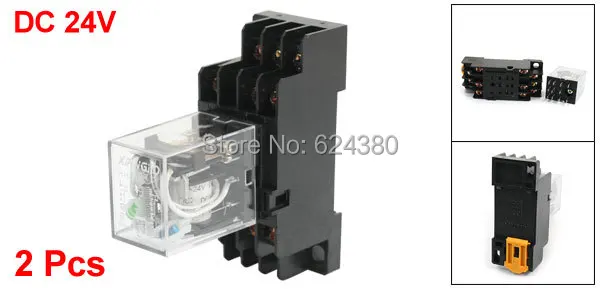 Зеленые индикаторы на катушке постоянного тока 24 В универсальное силовое реле 3PDT