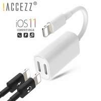 accezz dual charging listening lighting adapter earphone 2 in 1 charge for iphone audio for iphone x 7 8 plus ios 11 connector