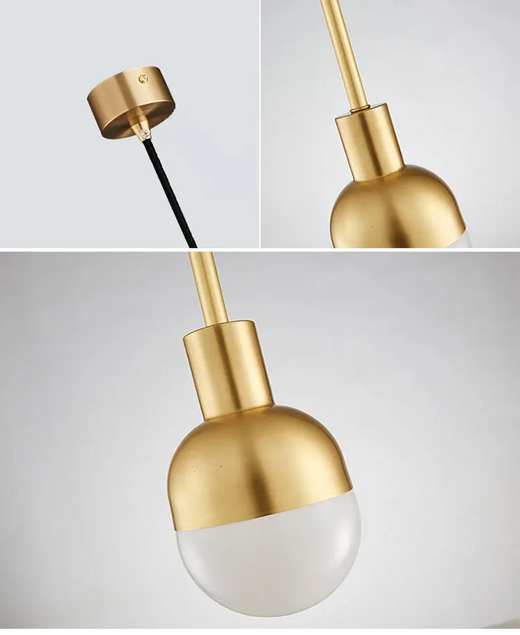 Northern Denmark gold glass ball droplight loft industrial postmodern contracted brassy bedroom pendant light | Лампы и освещение