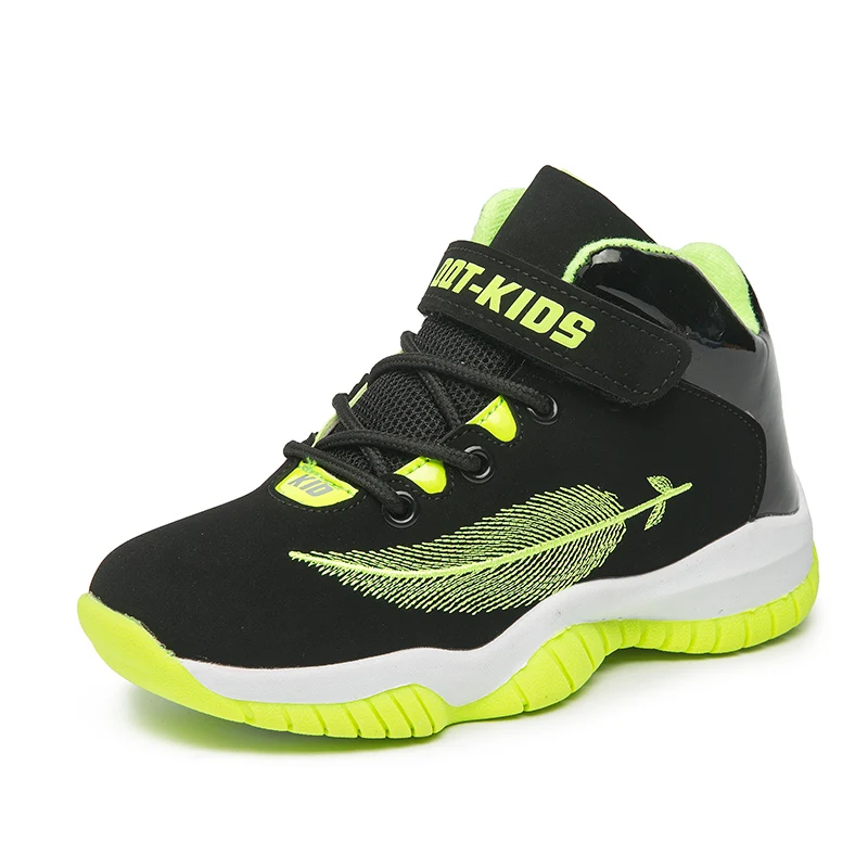 2018 Autumn New Style Leaf Embroidery Boys Basketball Shoes for Kids Outdoor Sneakers Children's Sport PU Leather Trainers | Спорт и