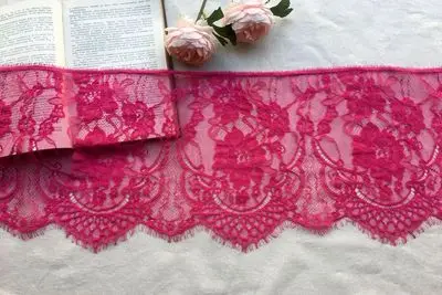 rose red 6 м/лот 27 см ширина ресниц кружевная отделка цветок односторонняя волна кружевная ткань ручной работы diy аксессуары для одежды - Цвет: rose red