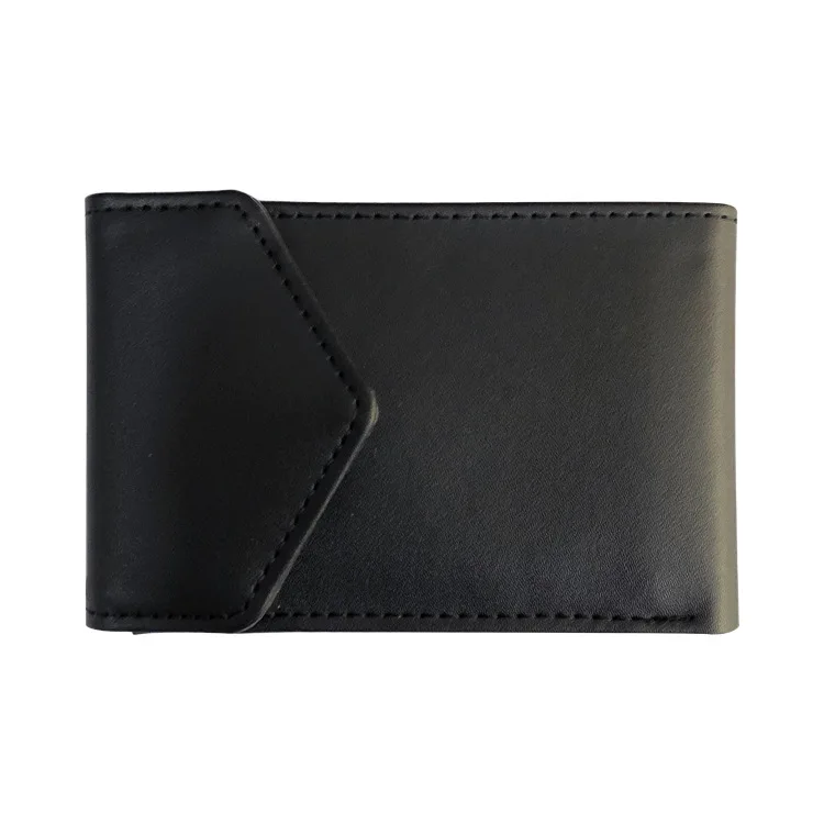 Black Кожаный мужской кошелек с зажимом для денег, однотонные мужские кошельки, дизайнерские тонкие кошельки с зажимом для денег, чехлы для карт - Цвет: Black