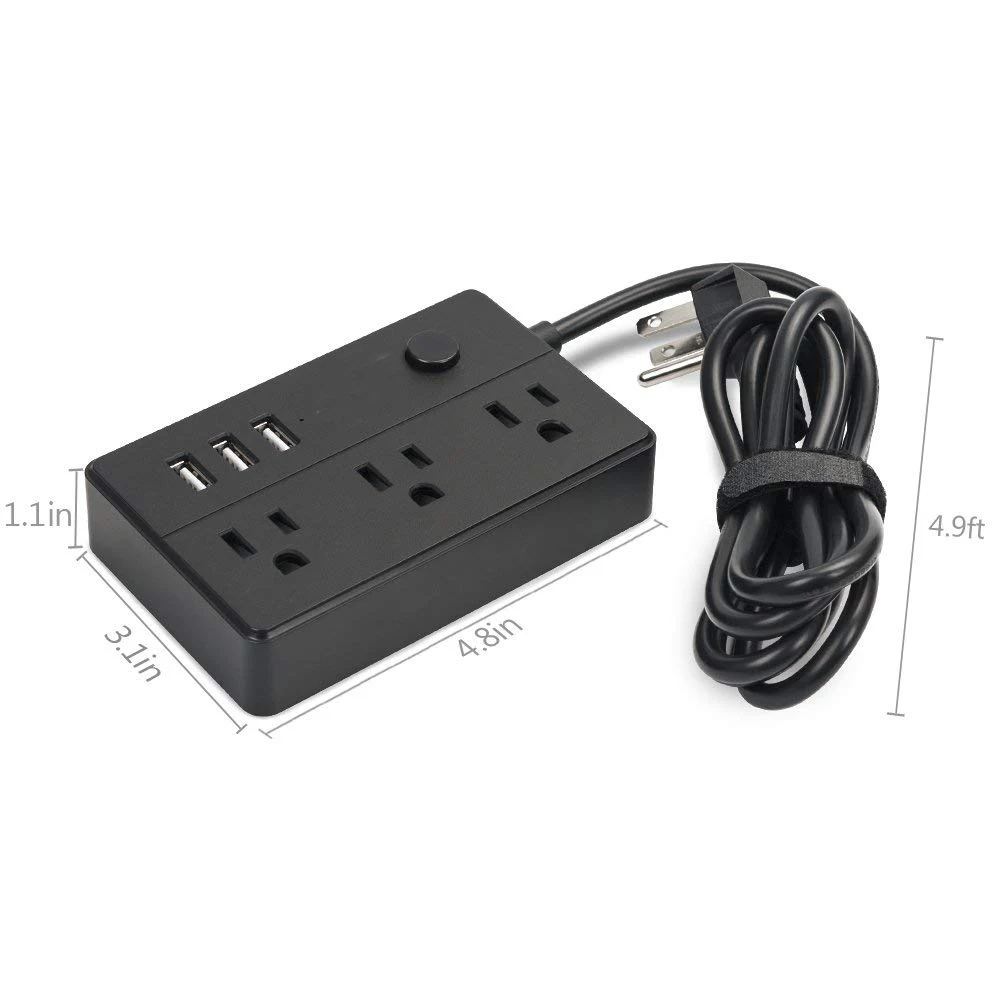 USB сетевой фильтр 3 штепсельная Вилка для сети с переменным током стандарта США розетка с USB адаптер зарядное устройство 4.92ft Удлинительный шнур для дома отеля