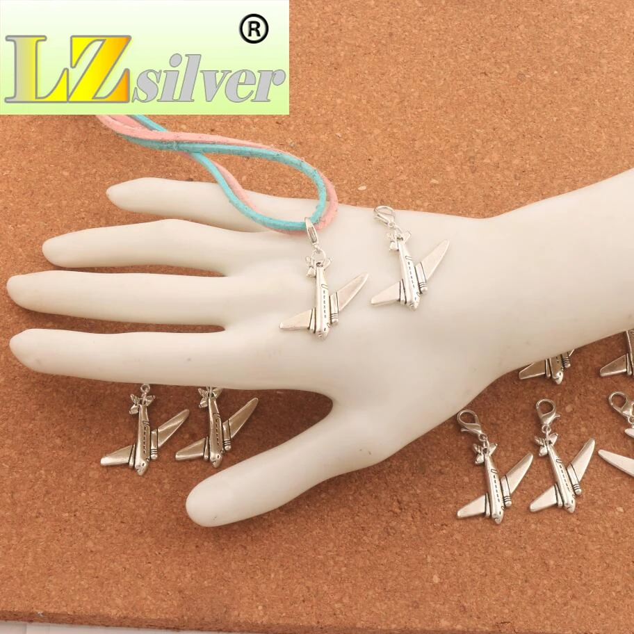 

Aircraft Plane Lobster Claw Clasp Charm Beads 38.3x25.4mm 100PCS zinc alloy Jewelry DIY C276