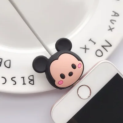 Mickey Универсальное милое зарядное устройство гнездо-держатель для телефона мультяшный защитный кабель для iPhone 6S 7 8 plus X Xs MAX XR - Цвет: Mickey