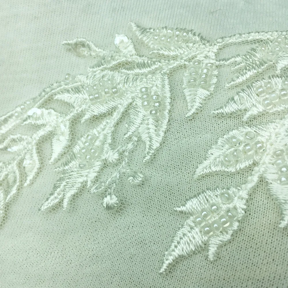 Seeds Beaded Embroidered Lace Patch Sew On Applique Patches For Wedding Dress Embroidery Appliques Parches 45x42cm AC1288 | Дом и сад