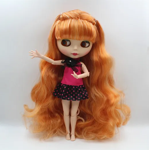 Кукла blygirl blyth Обнаженная кукла оранжевые белые кровавые волосы могут закрыть глаза матовое лицо оболочка 1/6 больше Объединенный корпус кукла DIY кукла