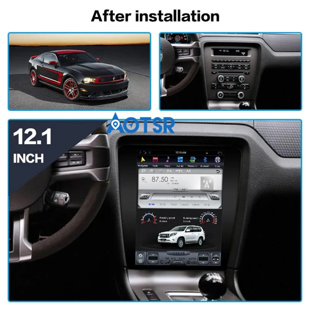 Автомобильный GPS-навигатор в стиле Tesla на Android для Ford Mustang 2010-2014 черное головное
