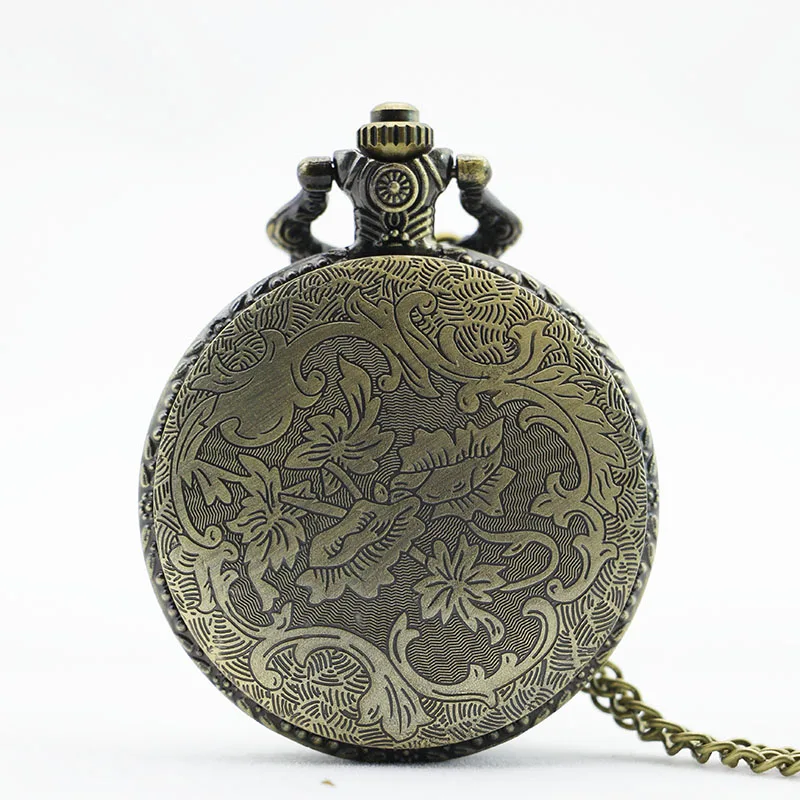 PB037 Ретро стимпанк Бронзовый позвоночник ребра полые кварцевые карманные часы