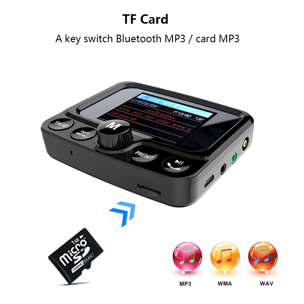 Автомобильный цифровой радиоприемник DAB 2 4 дюймов ЖК TFT цветной экран Bluetooth 64G SD/TF
