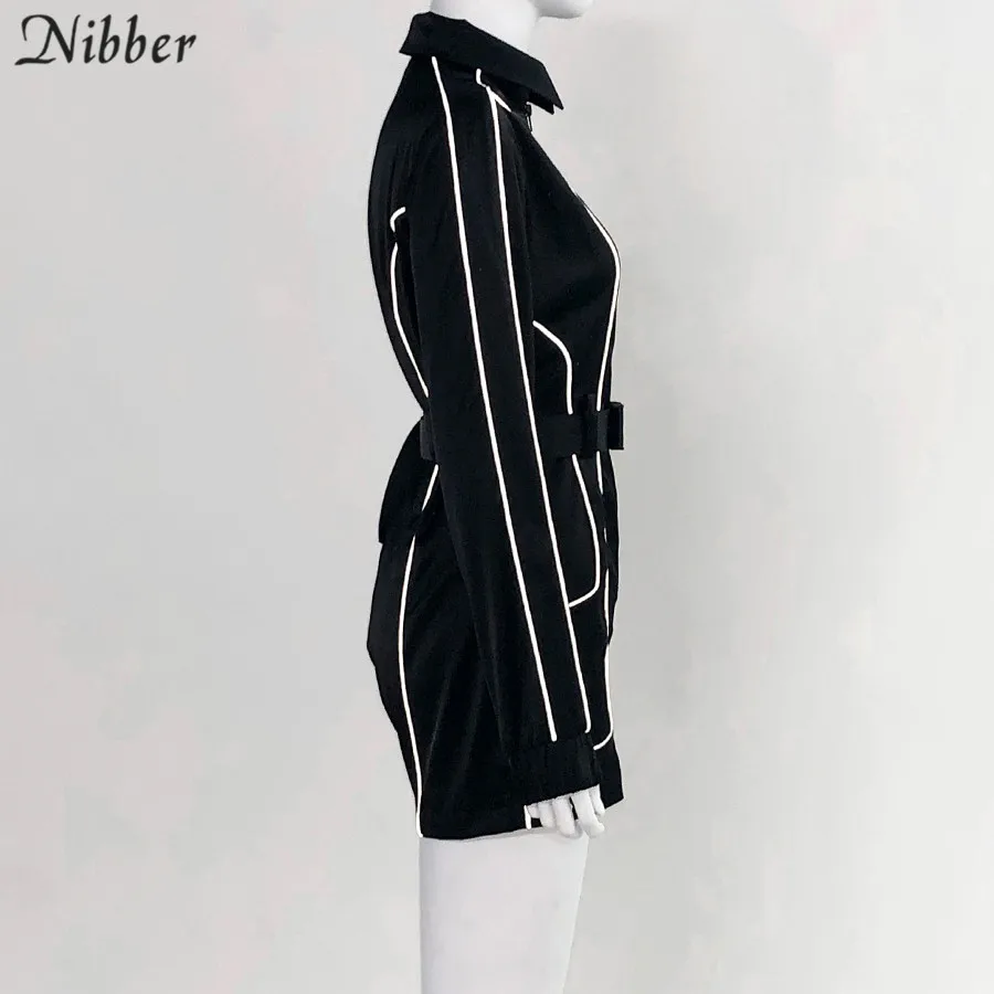Nibber, Осенний комбинезон со светоотражающими полосками, женские вечерние комбинезоны, блестящие облегающие комбинезоны для активного отдыха, женские черные базовые повседневные Комбинезоны