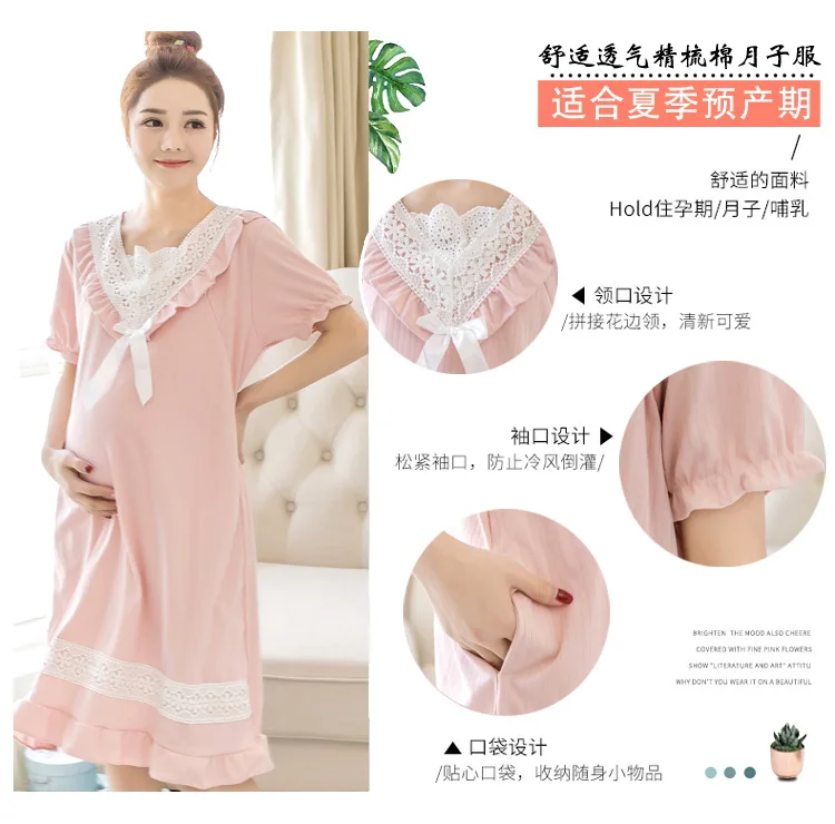 Big Size Maternity Nursing Nightdress Summer for Pregnant Women dress Pregnancy Pajamas Breast Feeding Nightgown Dress
