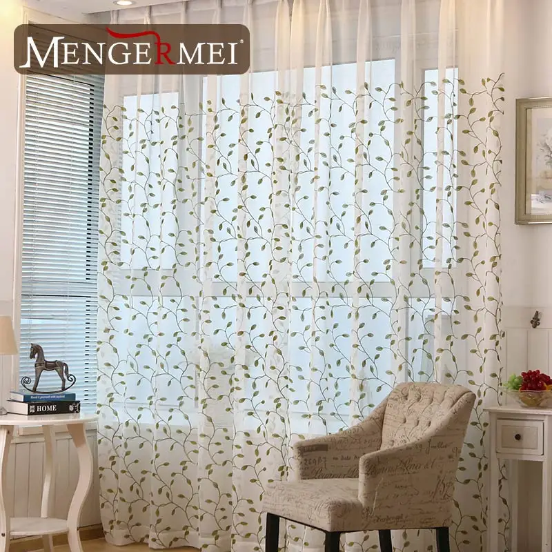 MENGERMEI занавес с листьями вышитый белый для гостиной спальни Тюль обработка окна