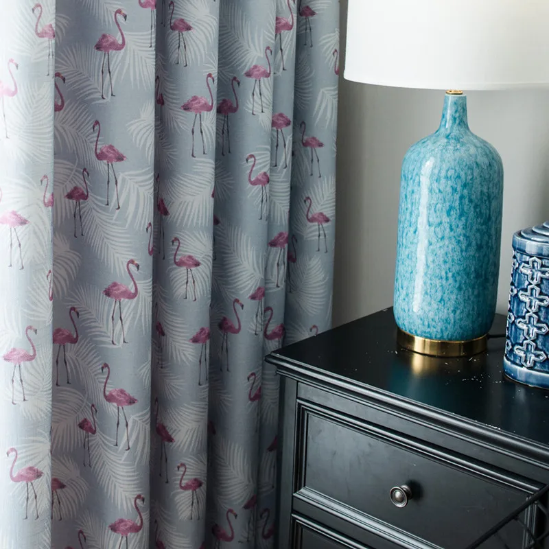 Красная картина с изображением фламинго в скандинавском стиле синяя ткань из