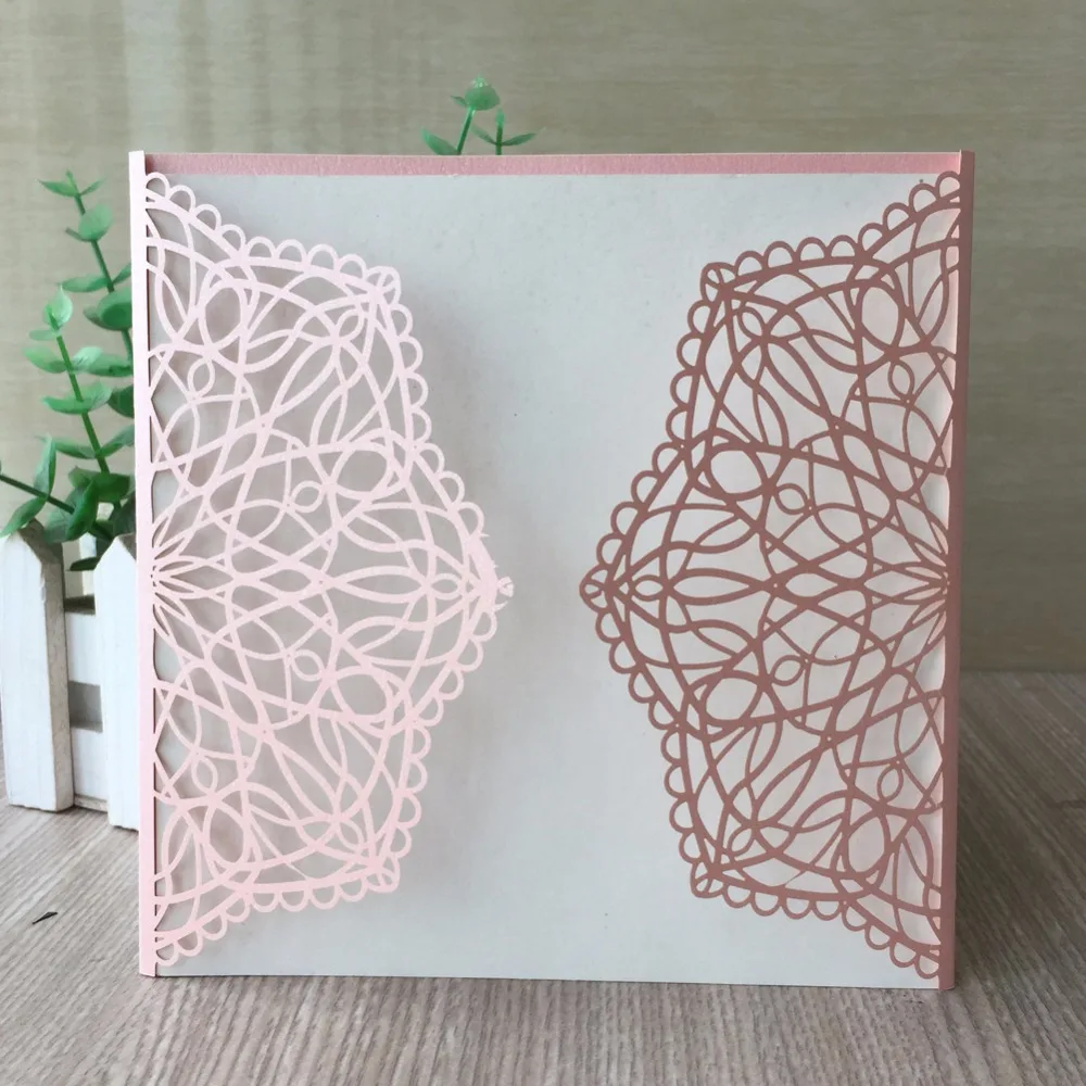 

20Pcs/Lot Chic Laser Cut Pearl Paper Romantic Wedding Invitation Card Birthday Party Decoration Greeting Card