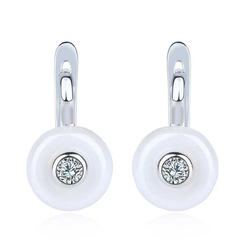 White Earrings Классический дизайн романтические ювелирные изделия цвета: золотистый, серебристый Цвет AAA кубический цирконий, серьги-гвоздики из керамики для Для женщин элегантные свадебные туфли - Окраска металла: White Earrings