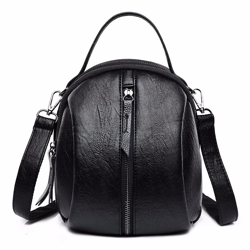 Маленькие кожаные рюкзаки для девочек Mochila Feminina, женские рюкзаки высокого качества, рюкзаки для девочек, винтажные женские рюкзаки - Цвет: Черный