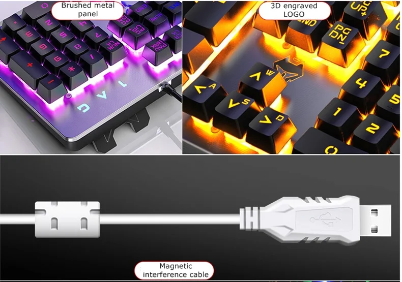 hxsj Langtu V1 USB Проводная Регулируемая Мультимедийная Игровая клавиатура с подсветкой матовая металлическая панель подвесной брелок