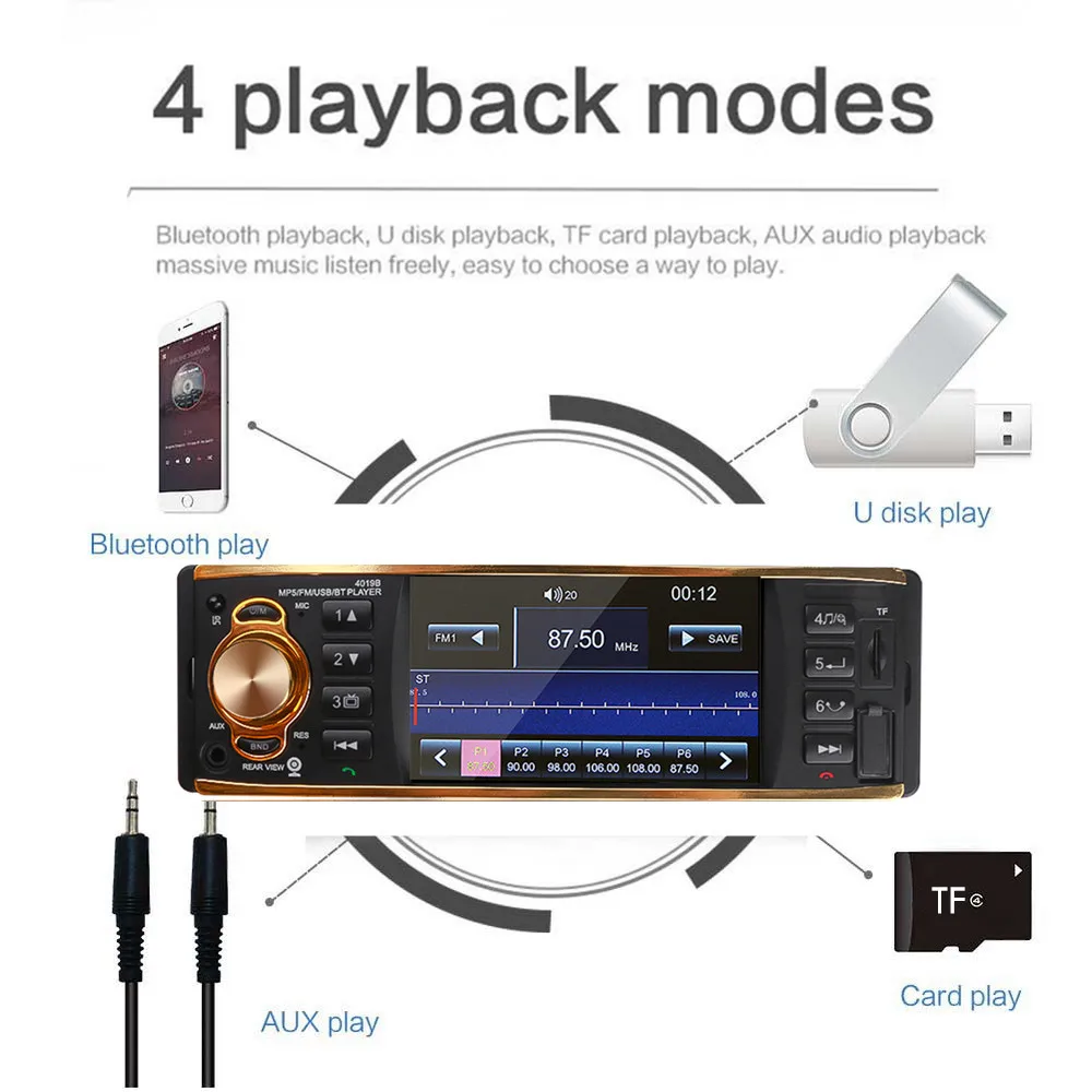 Автомагнитола 1 Din с Bluetooth стерео MP5 TF USB 3 5 мм AUX Mp3 плеер пультом дистанционного