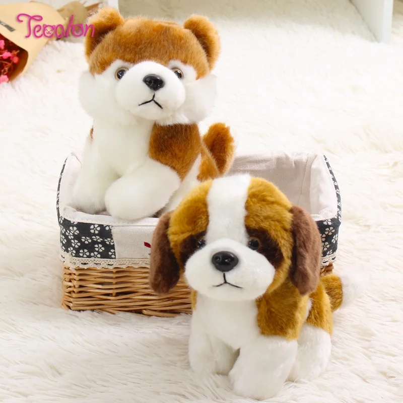 TECALON Cute Real Life Plush Dog Saint Bernard Akita Husky Stuffed Animal Puppy Christmas Children's Gifts Desk Knick-knacks | Игрушки и