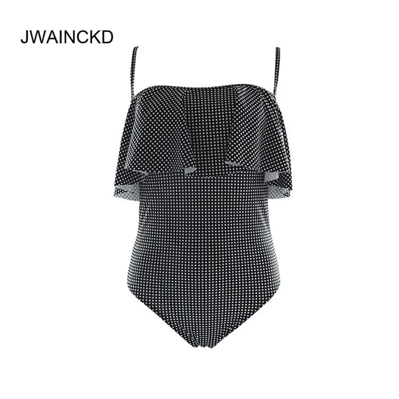 

JWAINCKD 2018 One Piece Swimsuit Halter Top Swimwear Women Bathing Suit Knotted Ruffles Swim Suit Tiny Maillot De Bain Beachwear