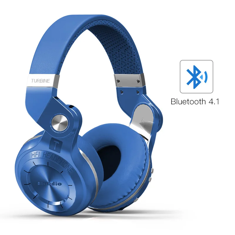 Bluedio T2S(турбина2 дистинктивный) инновационный завёрнутый внутрь дизайн, Bluetooth наушники с встроенным микрофоном, новейший bluetooth 4.1, большая совместимость, HiFi наушники - Цвет: Blue