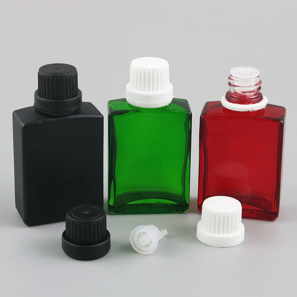 12x30 ml 1oz плоская квадратная черная белая прозрачная красная синяя зеленая