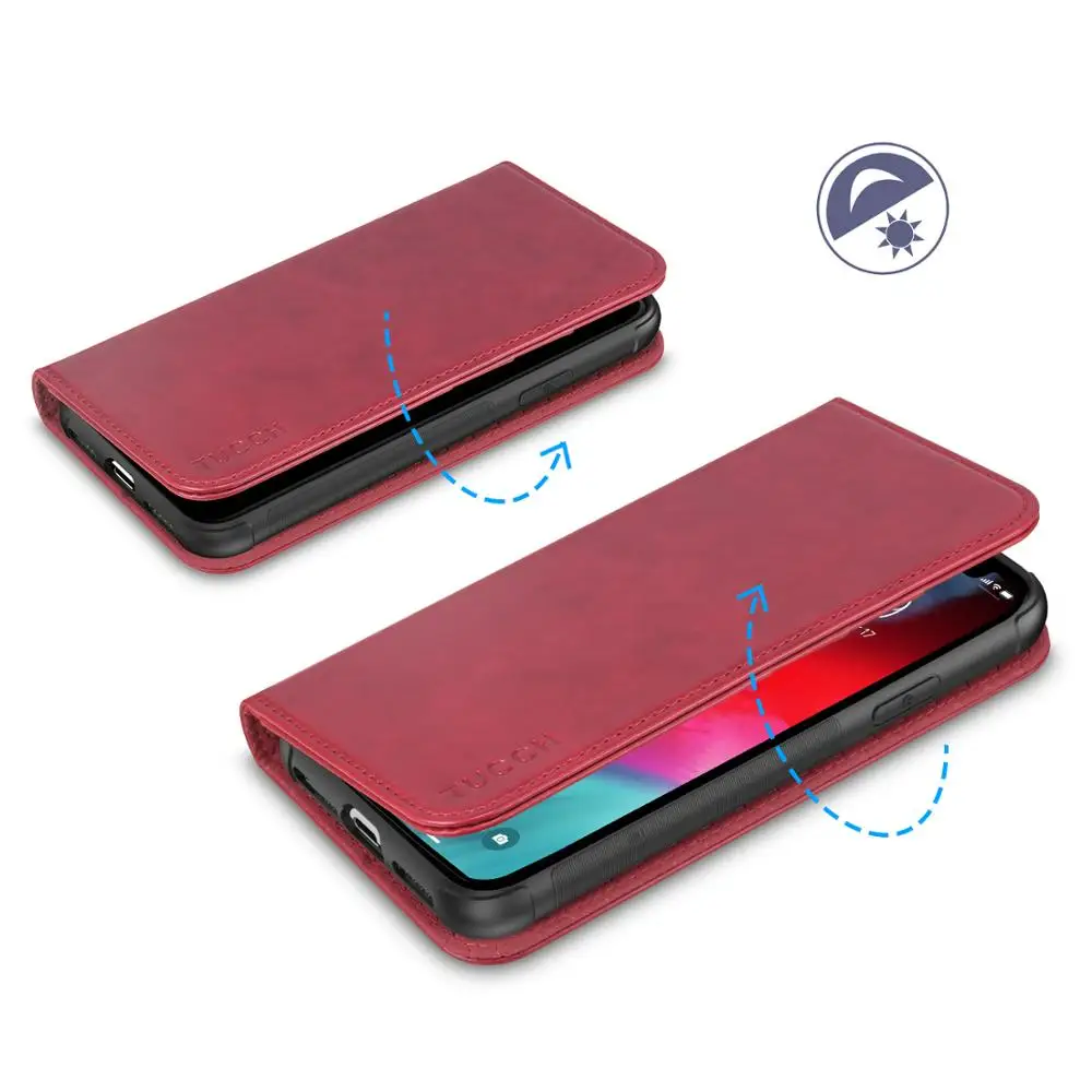 Чехол бумажник tuch для iPhone XS RFID Блокировка 2 в 1 Подставка кредитных карт чехол