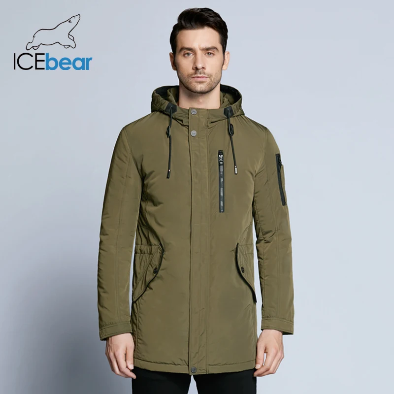 ICEbear Новая Осенняя мужская куртка короткое повседневное пальто с капюшоном мужская куртка высококачественная ткань мужская хлопковая MWC18228D