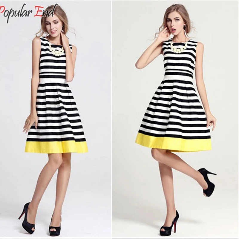 2017 New Fashion Casual Summer Women Patchwork Striped Cute Style Dress Vintage Evening Party Bandage Dresses LY069 | Женская одежда