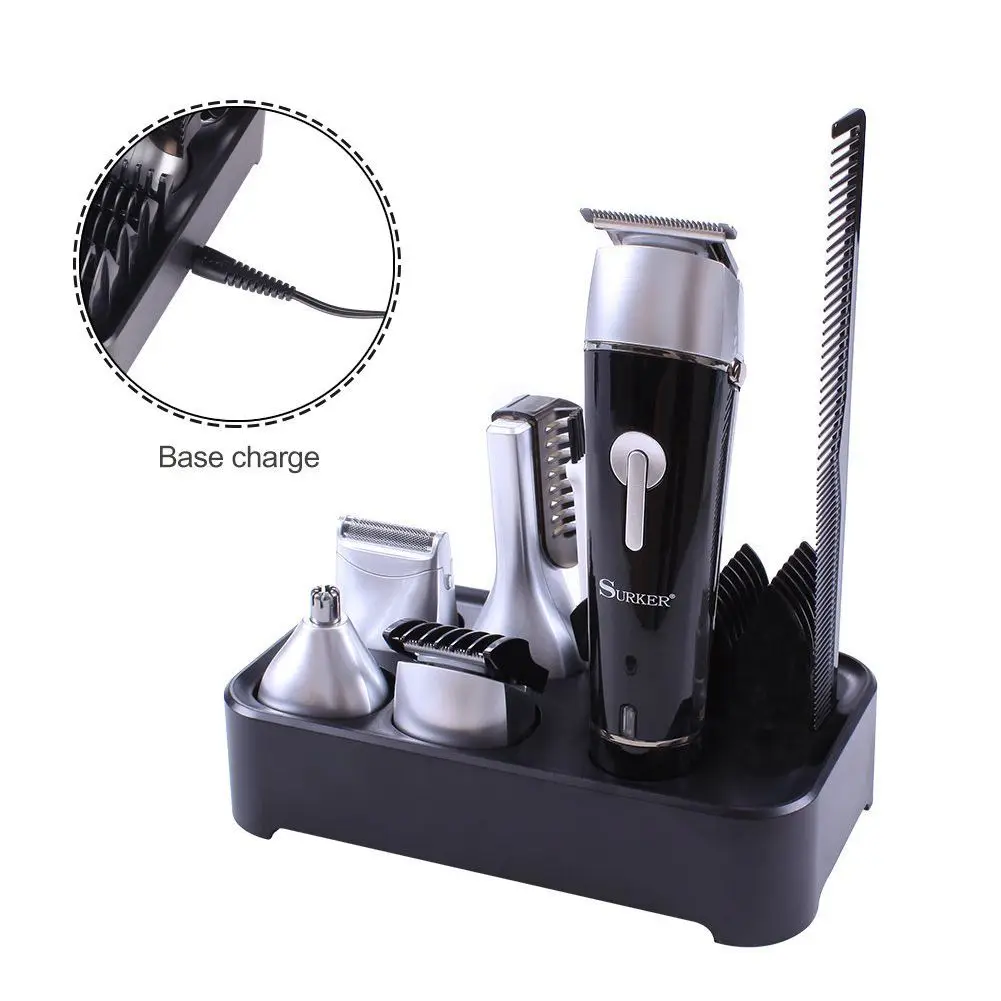 SURKER Professional 5 in 1 Hair Clipper Rechargeable Cordless Grooming Kit for Men Beard Trimmer Nose Dual Shaver B | Бытовая техника