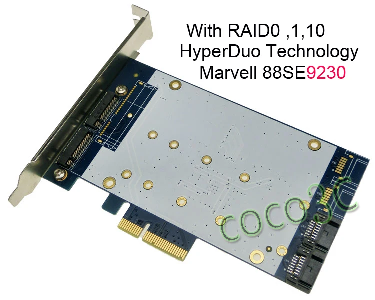2 порта SATA 6 Гбит/с + NGFF слот pci-e карты hyperduo 3.0 M.2 SSD HDD с raid PCI Express Card | Компьютеры и офис