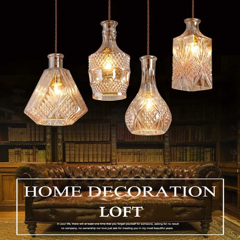 Американский Ретро промышленный стеклянный подвесной светильник простая