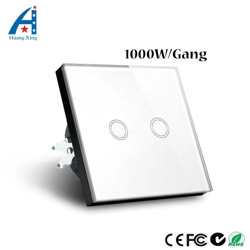 HUANGXING Кристалл стекло сенсорный экран настенный выключатель света стандарт ЕС 1000