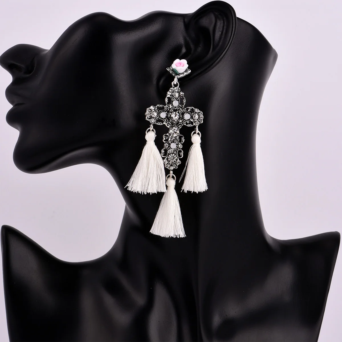 New vintage retro cross tassel dangle earring women girl jewelry E0068 | Украшения и аксессуары