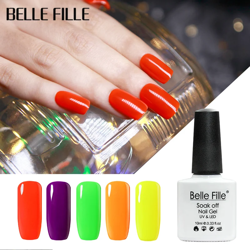 Belle Fille Neon colors Серия 2 шт./партия 10 мл Гель лак для ногтей Ультрафиолетовый гель