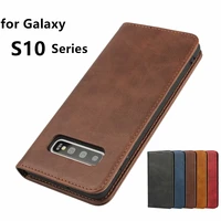 leather case for samsung galaxy s10 s10e s10 plus 5g flip case card holder holster magnetic attraction cover wallet case