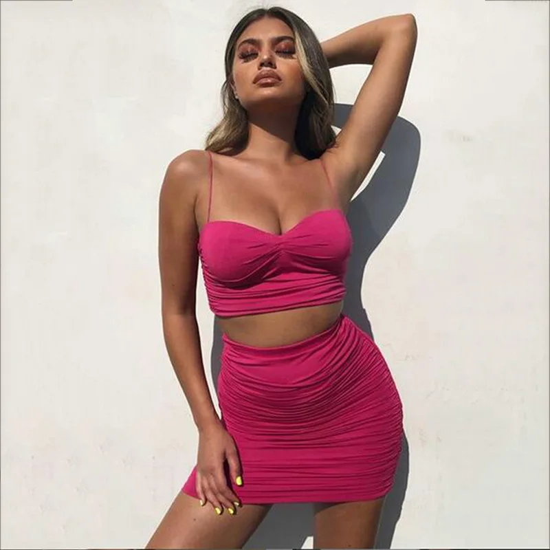 Sigsigberc плиссиплиссированные bodycon сексуальное сексуальный комплект из