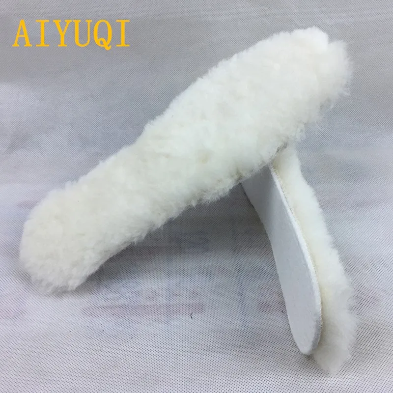 AIYUQI/зимние Утепленные зимние ботинки из натуральной шерсти; стельки. Натуральная овчина Мужская и женская дышащая нагревательная стелька шерсть