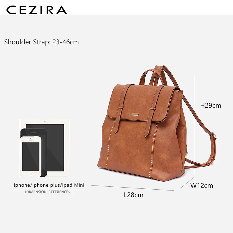 

CEZIRA Big Fashion Women Pu Leather Backpack England Style Large Girl Schoolbag School Knapsack Casual Female Shoulder Hand Bag