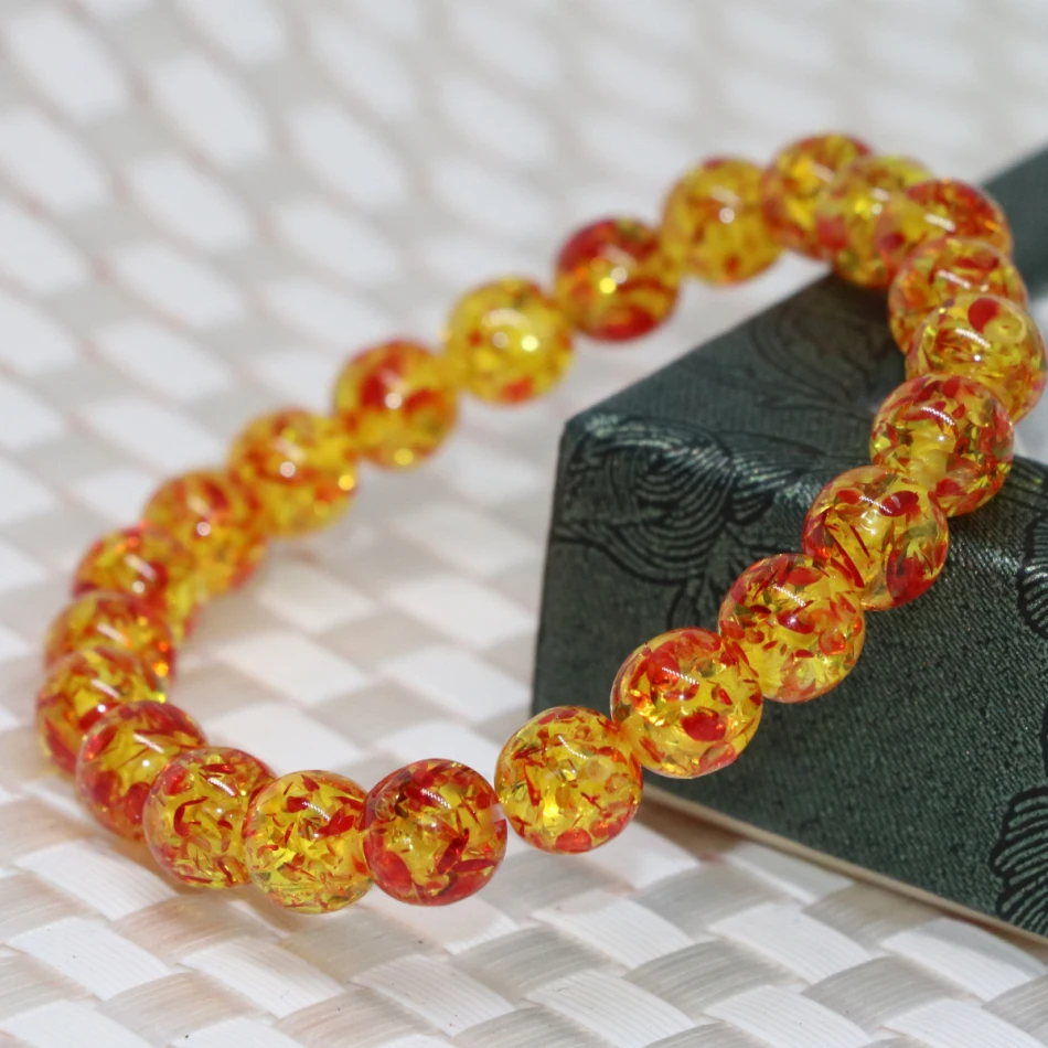 

13 style Tibet silver-color pendant yellow faux resin beeswax bracelet bangle 6mm 8mm round beads jewelry making 7.5inch B2138