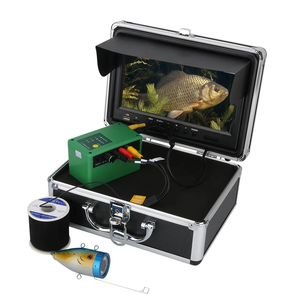 Продажа GAMWATER двойная лампа 30 светодиодов 9 дюймов DVR рекордер 1000TVL рыболокатор подводная рыболовная камера 15 шт. белые светодиоды + 15 шт. ИК-светодиод...