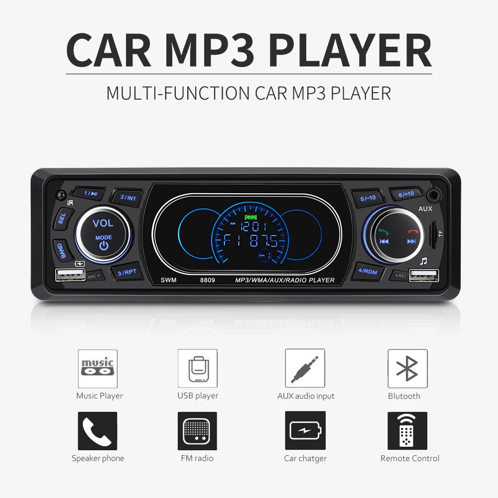 Excelvan SWM 8809 1 Din автомагнитолы 4 дюйма Автомобильный стерео MP3 музыкальный плеер